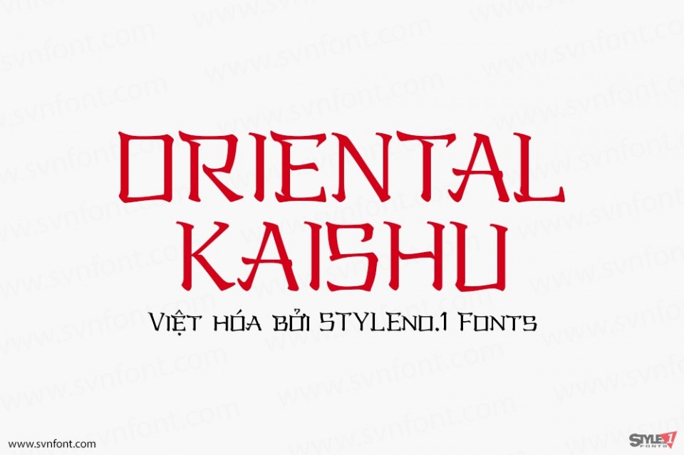 Font việt hóa SVN Oriental Kaishu style nhật bản