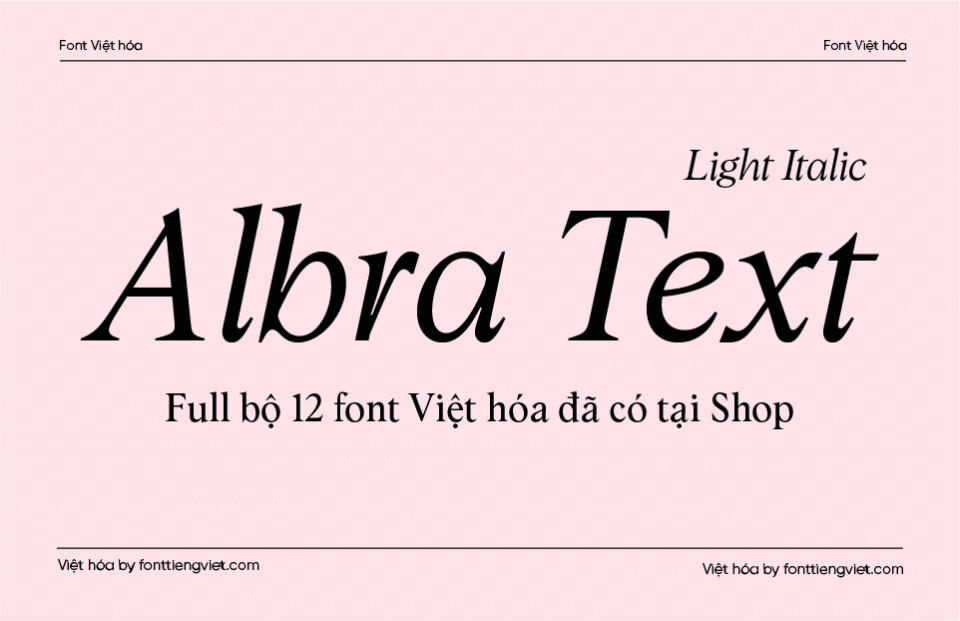 Font Việt hóa 1FTV VIP Albra Text Light Italic